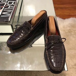 Peter Millar Croc Embossed Leather Loafers Sz 10.5